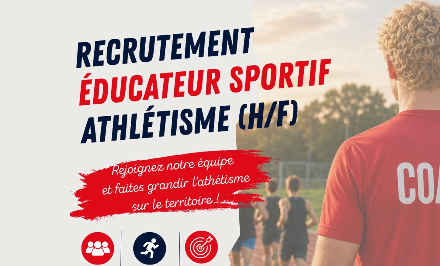 NOUS RECRUTONS UN ÉDUCATEUR SPORTIF ATHLÉTISME (H/F)